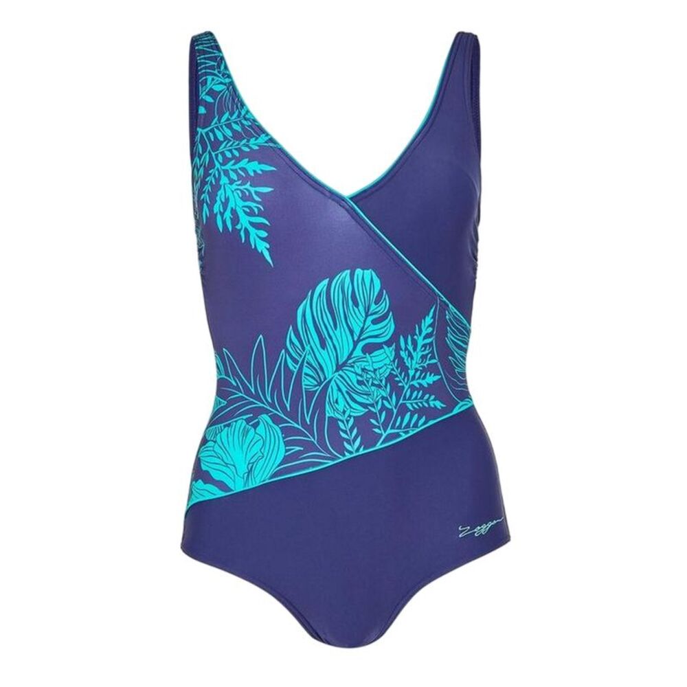 Zoggs Womens/Ladies Printed Wrap Front One Piece Bathing Suit / Blue